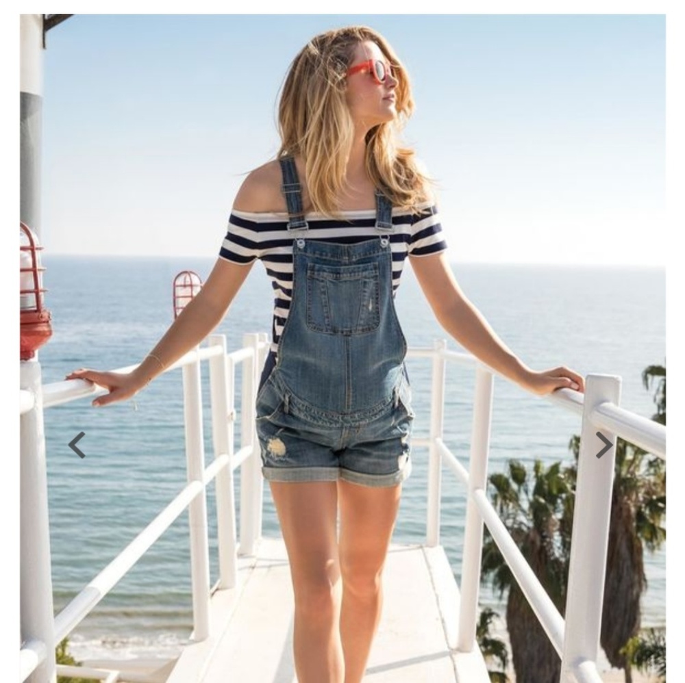Side Panel Destructed Maternity Shortalls